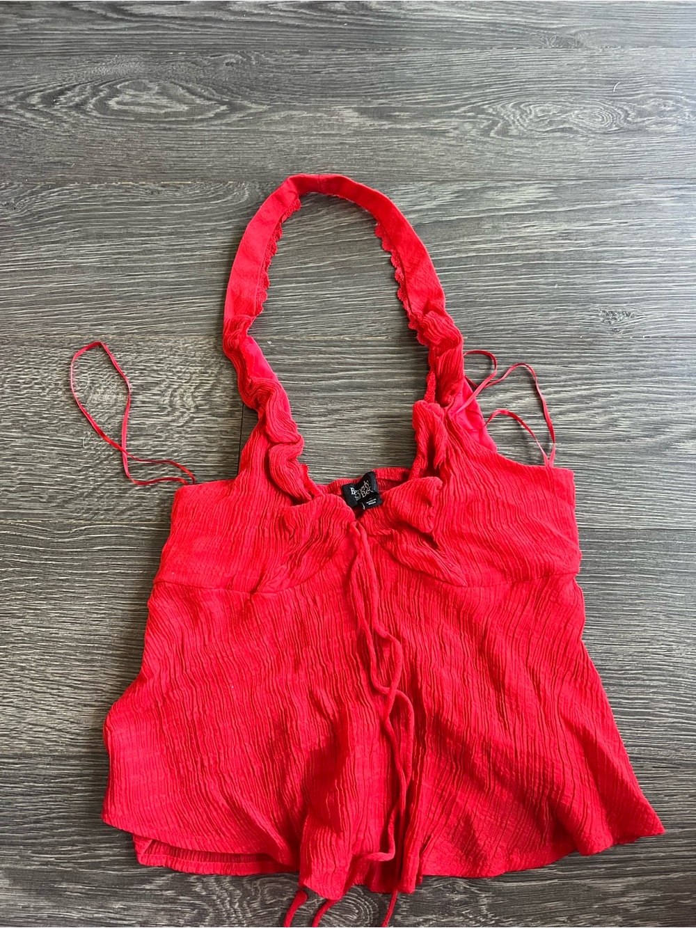 PacSun Red Ruffle Halter Crop Top
